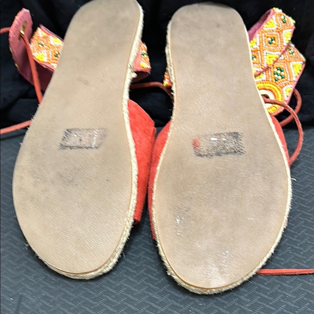 Red Espadrilles with Adjustable Ankle Strap and Soft Fabric - Picture 7 of 7